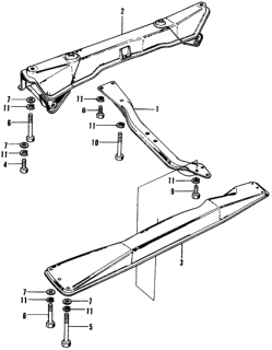 1975 Honda Civic 3 Door ** (1200) ** HMT Cross Members Diagram