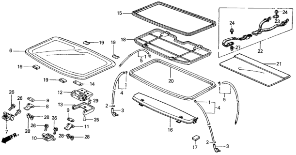 1986 Honda Civic Hinge, R. Sunroof Male Diagram for 71922-SD2-A00