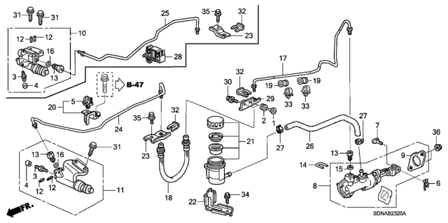 2007 Honda Accord Clutch Master Cylinder Diagram