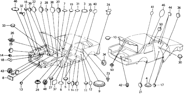 1989 Honda Accord 2 Door LXI KA 5MT Grommet - Plug Diagram