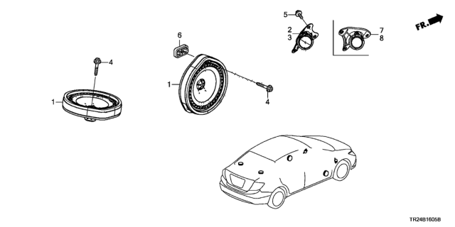 2012 Honda Civic Speaker Assembly, Passenger Side Tweeter (Normal) Diagram for 39120-TR0-E11