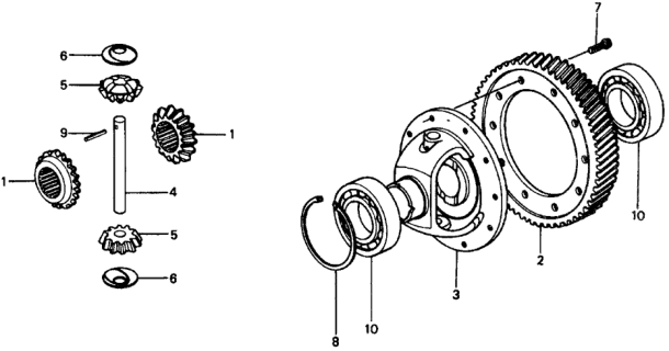 1978 Honda Civic HMT Differential Gear Diagram