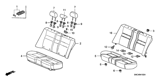 2011 Honda Civic Rear Seat Diagram