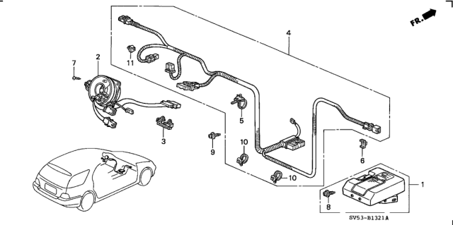 1995 Honda Accord SRS Unit Kit Diagram for 06772-SV5-A90