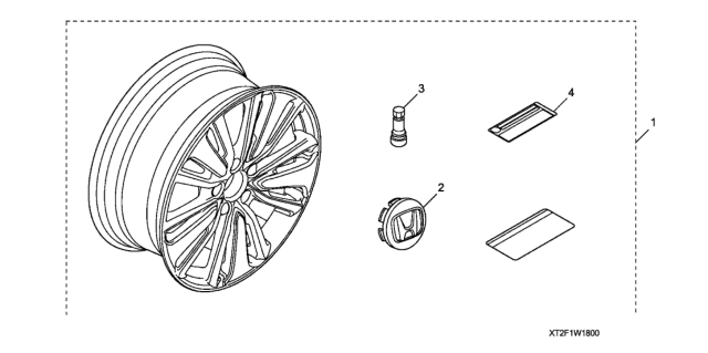 2016 Honda Accord 2 Door EX (SENSING) KA CVT Alloy Wheel Diagram