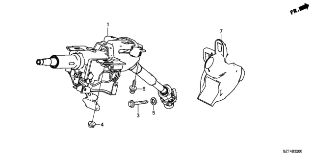 2012 Honda CR-Z Steering Column Diagram