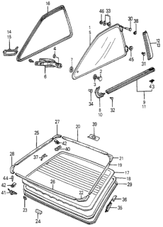 1985 Honda Accord 3 Door LX KH 4AT Quarter Window Diagram