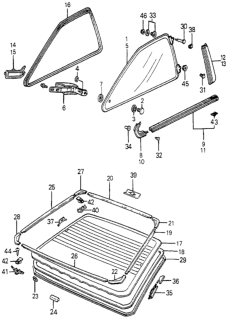 1984 Honda Accord Glass Assy., R. Quarter Diagram for 73100-SA5-305