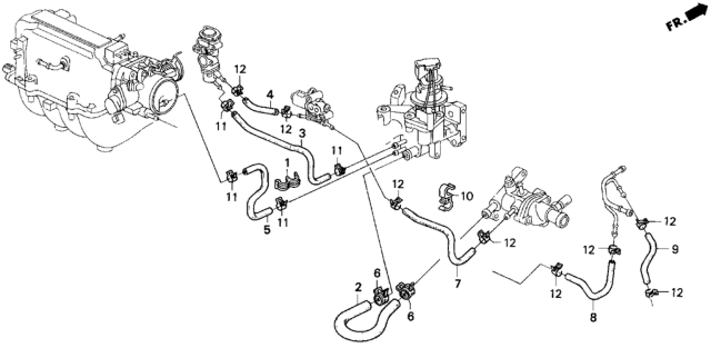 1994 Honda Prelude 2 Door S KA 5MT Water Hose Diagram