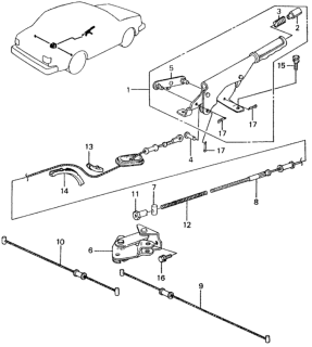 1981 Honda Civic Lever Assy., Parking Brake Diagram for 47105-SA4-030