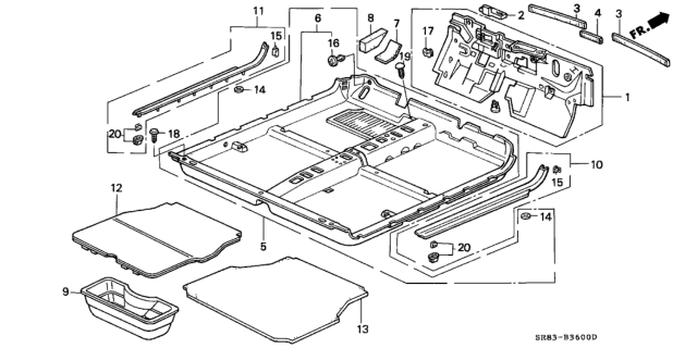 1995 Honda Civic Mat *NH178L* (EXCEL CHARCOAL) Diagram for 83302-SR8-A12ZB