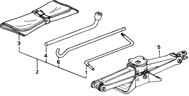 1991 Honda Civic 3 Door STD KL 4MT Tools - Jack Diagram