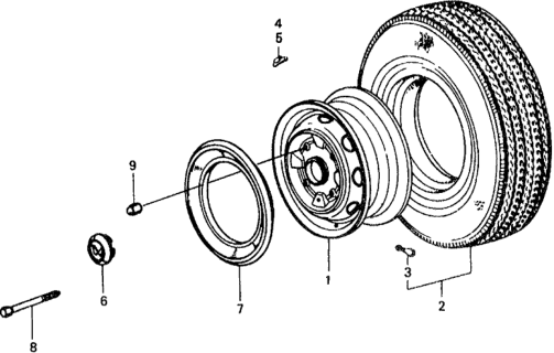 1978 Honda Civic 5 Door ** KH HMT Tire - Wheel Disk Diagram