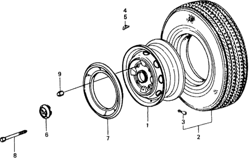 1979 Honda Civic Tire - Wheel Disk Diagram