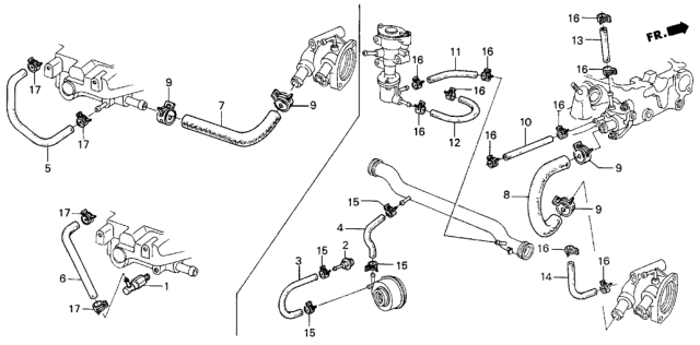 1985 Honda Civic Water Hose - Tube Clip Diagram