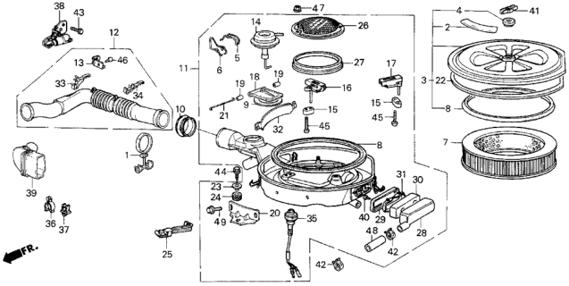 1987 Honda Civic Case Assy., Cleaner Diagram for 17240-PE0-663