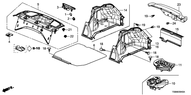 2012 Honda Civic Lining Assy., L. Trunk Side *NH554L* (STONE GRAY) Diagram for 84651-TS8-A11ZA