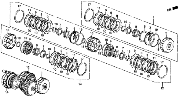 1987 Honda CRX Spring, Second Clutch Return Diagram for 22541-PH0-851