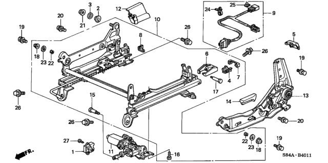 2002 Honda Accord Front Seat Components (Driver Side) (Power Height) Diagram