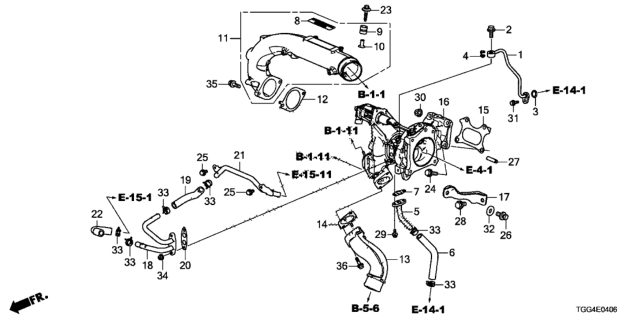 2020 Honda Civic Pipe, Turbocharger Oil Return Diagram for 15540-RPY-G00