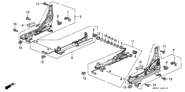 1991 Honda Accord Front Seat Components Diagram