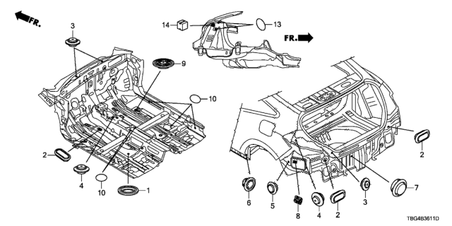 2018 Honda Civic Grommet (Rear) Diagram