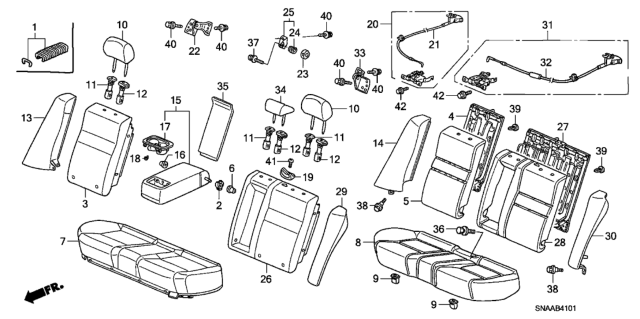 2009 Honda Civic 4 Door EX KA 5MT Rear Seat (Fall Down Separately) Diagram