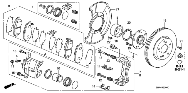 2007 Honda Civic Front Brake (1.8L) Diagram