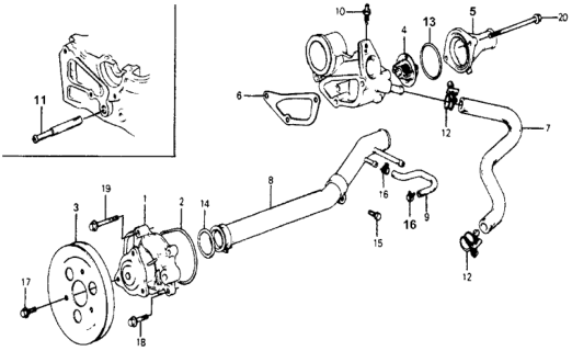 1978 Honda Accord Water Pump Diagram for 19110-671-335