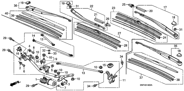 2009 Honda Civic 4 Door GX KA 5AT Front Windshield Wiper Diagram