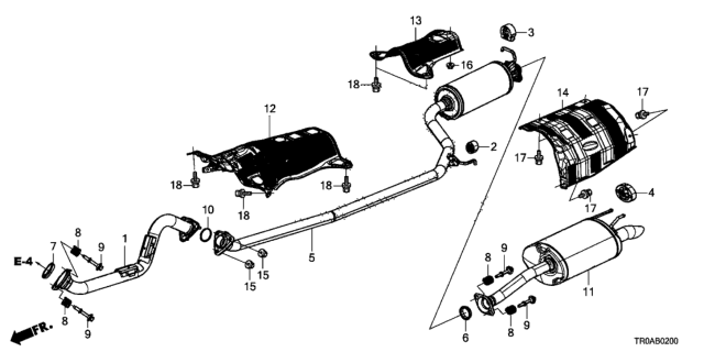 2013 Honda Civic Exhaust Pipe - Muffler (1.8L) Diagram