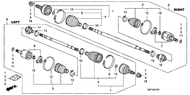 2009 Honda Civic 4 Door GX KA 5AT Driveshaft Diagram