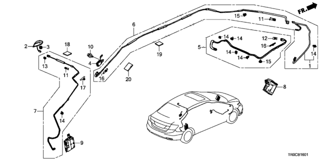 2014 Honda Civic Antenna Assembly, (Crystal Black Pearl) Diagram for 39150-T2A-A01ZE