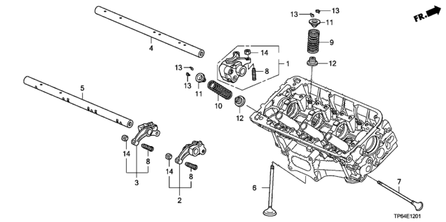 2010 Honda Crosstour 5 Door EXL (4WD) KA 5AT Valve - Rocker Arm (Rear) (V6) Diagram