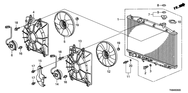 2012 Honda Odyssey Radiator (Denso) Diagram