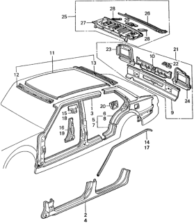 1983 Honda Civic Rail, FR. Roof Diagram for 70120-SA0-310ZZ