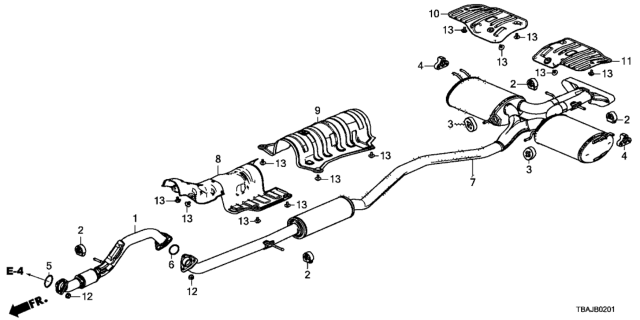 2019 Honda Civic Exhaust Pipe - Muffler Diagram