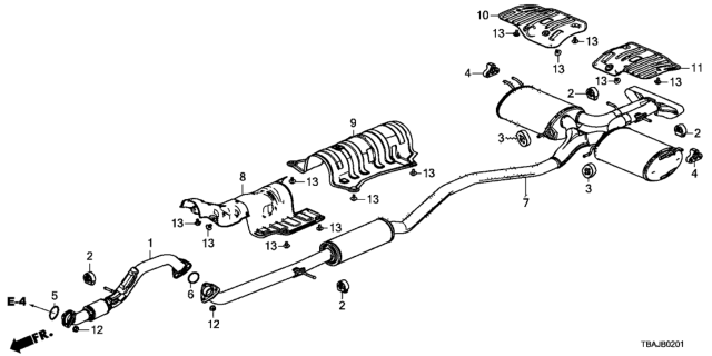 2019 Honda Civic Plate L, Muffler Diagram for 74695-TBF-A00