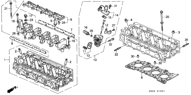 1994 Honda Civic 3 Door SI (ABS) KA 5MT Cylinder Head Diagram