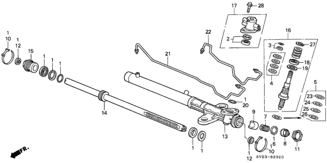 1994 Honda Accord P.S. Gear Box Components Diagram