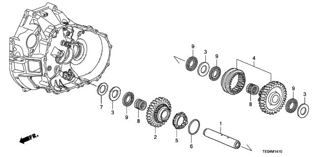 2009 Honda Accord MT Reverse Gear Shaft (V6) Diagram