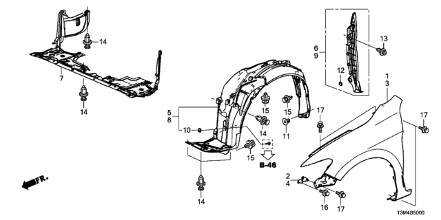 2017 Honda Accord Front Fenders Diagram