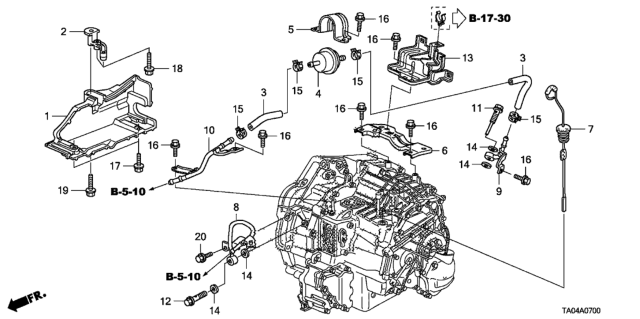 2008 Honda Accord AT Oil Level Gauge - ATF Pipe (L4) Diagram