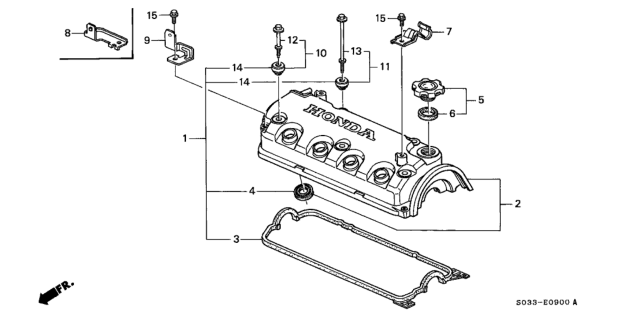 1998 Honda Civic 3 Door CX KA 4AT Cylinder Head Cover Diagram