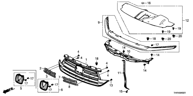 2022 Honda Odyssey GRILLE GARNISH, FR Diagram for 71150-THR-A50