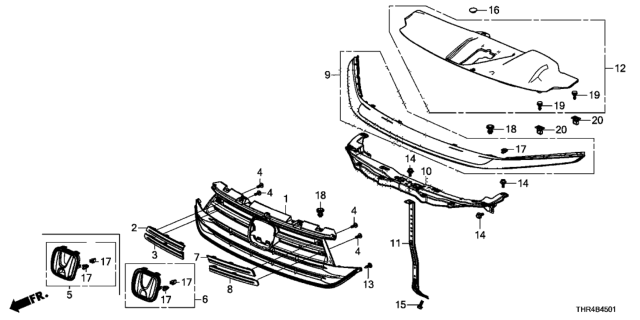 2022 Honda Odyssey Base, Front-Grille Diagram for 71121-THR-A50