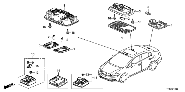 2013 Honda Civic Base (Clear Gray) Diagram for 34254-T2A-023ZF