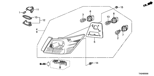 2012 Honda Accord Taillight - License Light Diagram