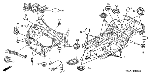 2004 Honda Civic Grommet (Front) Diagram