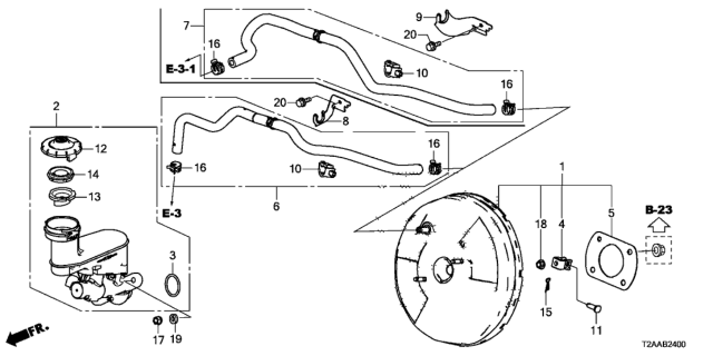 2017 Honda Accord Brake Master Cylinder  - Master Power Diagram